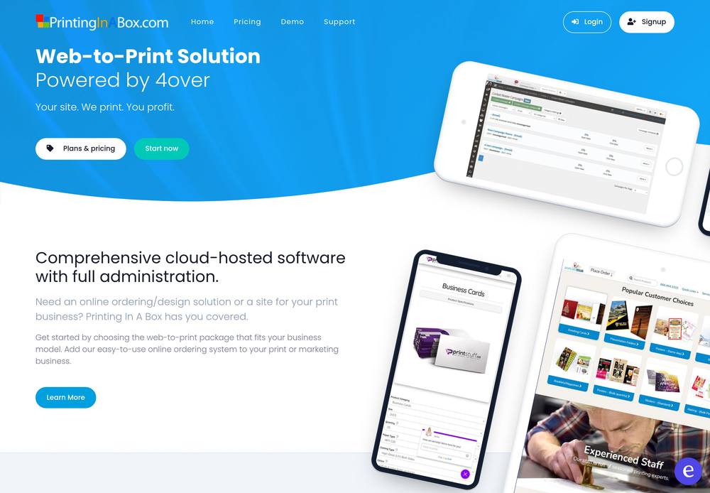 Printing In A Box homepage