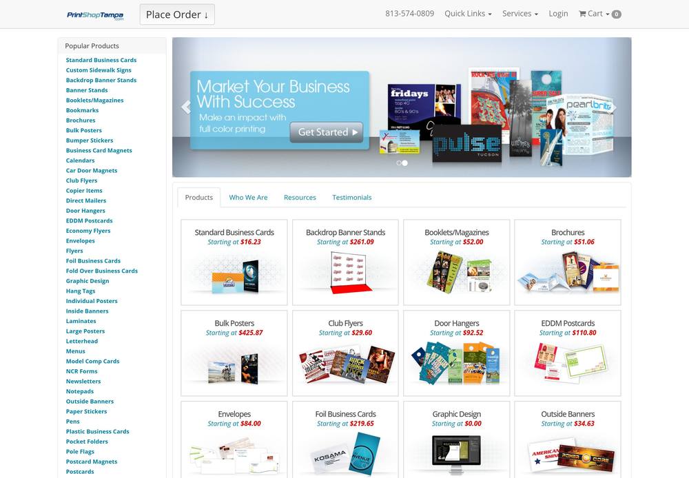 Print Shop Tampa homepage